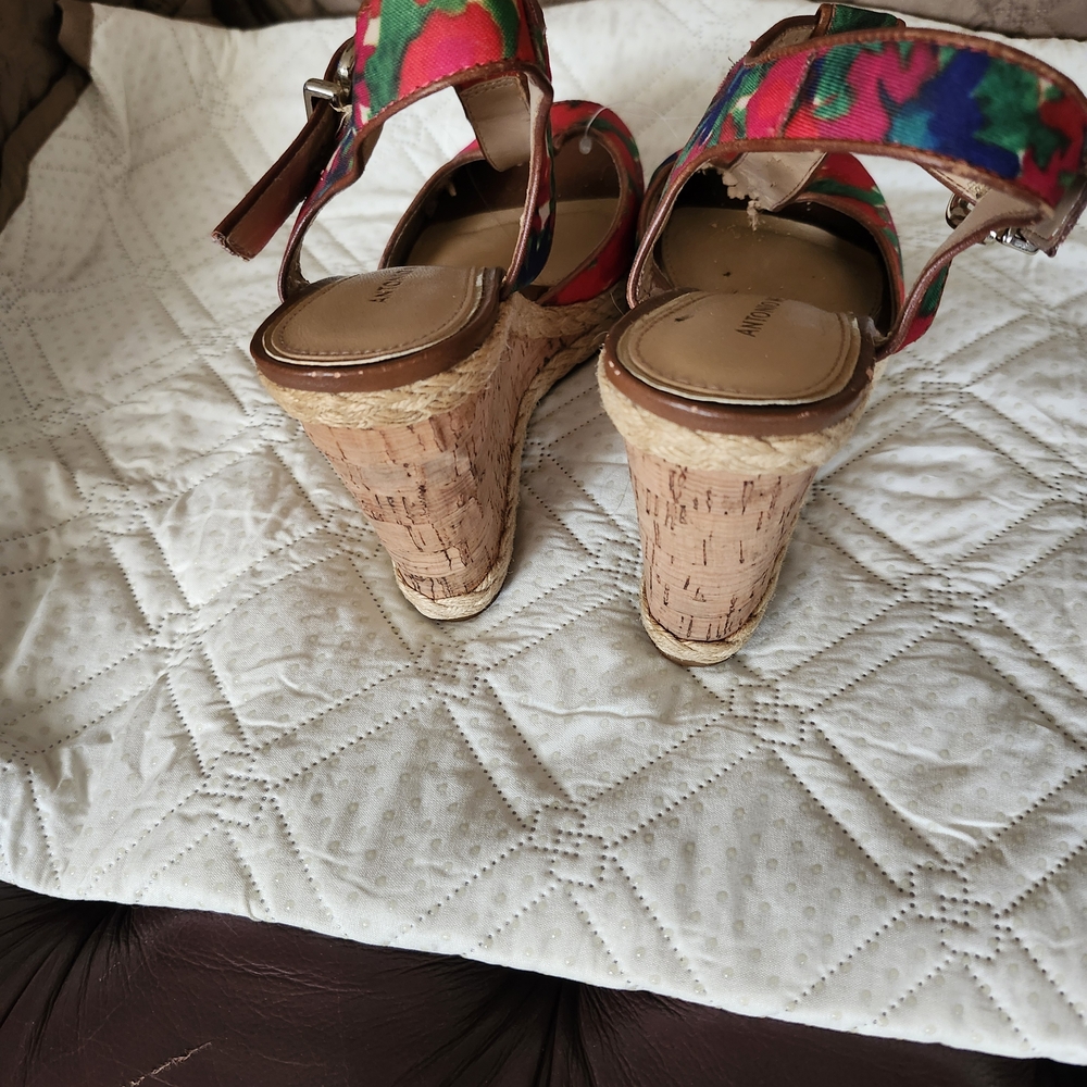Women's Floral Open-Toe Wedge Sandals - Pink Multi Size 8 - Picture 4 of 4